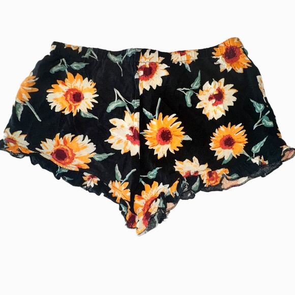 Reverse 2-Piece Coord Set Halter Crop Top Ruffle Shorts Black Yellow Size Small - Picture 6 of 9